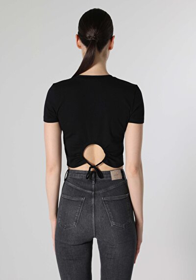 Image de T-shirt À Manches Courtes Noir Slim Fit Femme