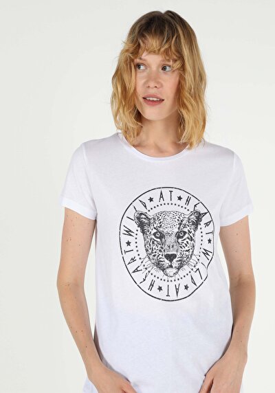 Image de T-shirt À Manches Courtes Blanc Regular Fit  Femme