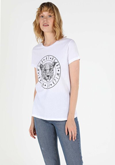 Image de T-shirt À Manches Courtes Blanc Regular Fit Femme