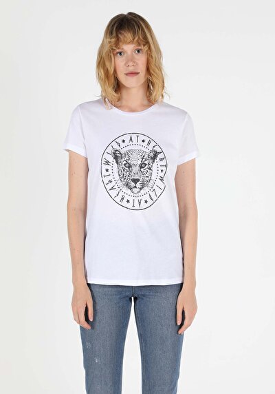 Image de T-shirt À Manches Courtes Blanc Regular Fit  Femme
