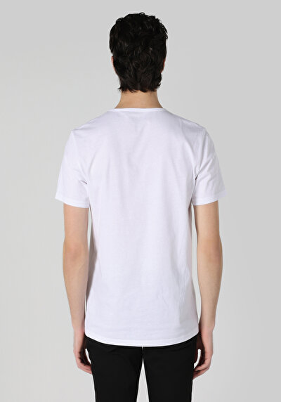 Image de T-shirt À Manches Courtes Blanc Regular Fit Imprimé Homme