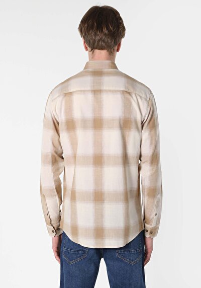 Image de Chemise À Manches Longues Beige Regular Fit Homme
