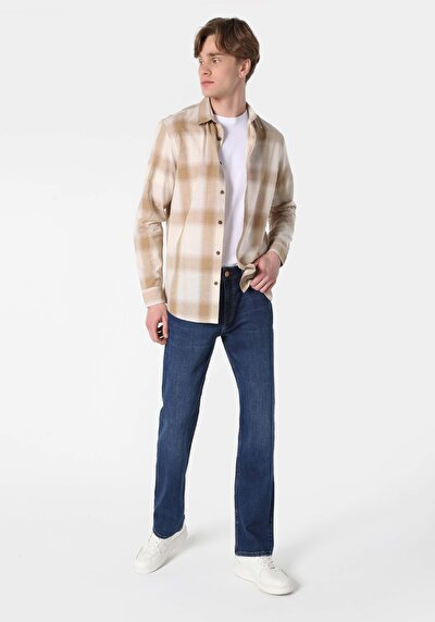 Image de Chemise À Manches Longues Beige Regular Fit Homme
