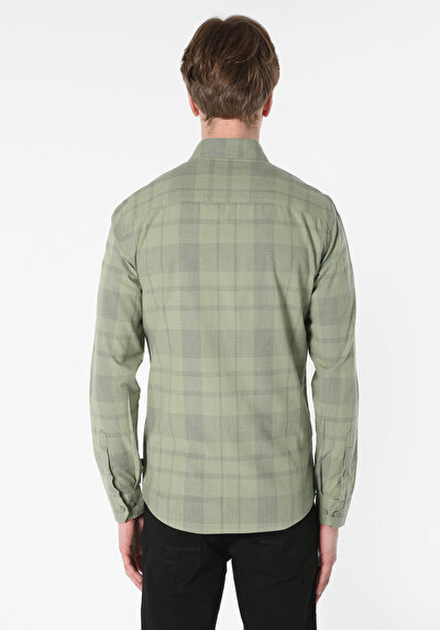 Image de Chemise À Manches Longues Vert Slim Fit   Homme