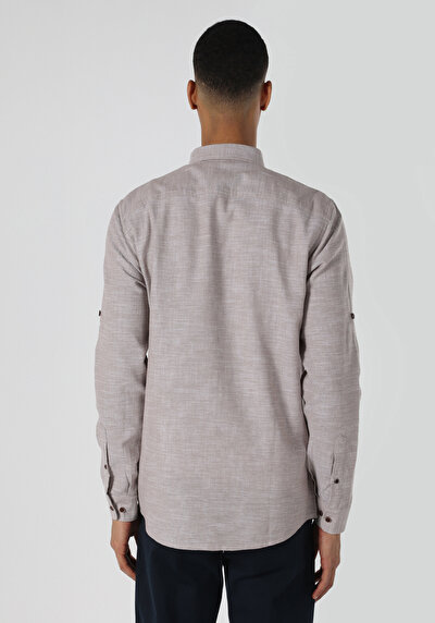 Image de Chemise À Manches Longues Beige Regular Fit Homme