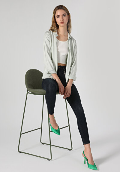 Afficher les détails de Chemise À Manches Longues Vert Regular Fit   Femme
