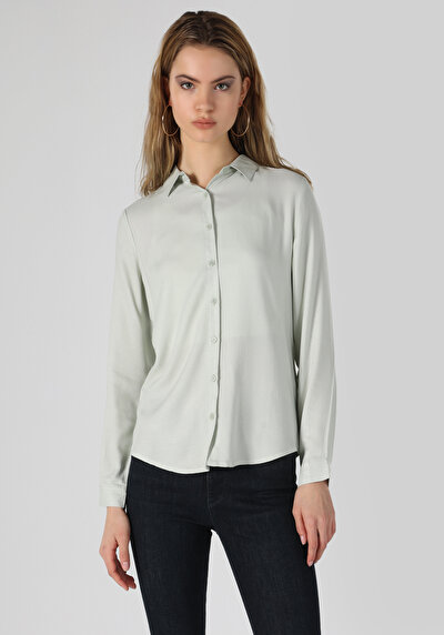 Afficher les détails de Chemise À Manches Longues Vert Regular Fit   Femme