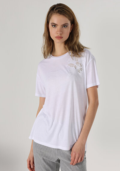 Image de T-shirt À Manches Courtes Blanc Regular Fit Femme
