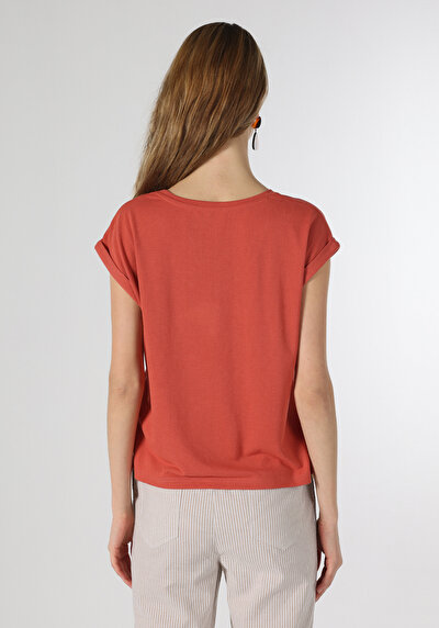 Image de T-shirt À Manches Courtes Orange Regular Fit Femme