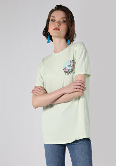 Image de T-shirt À Manches Courtes Vert Comfort Fit  Femme