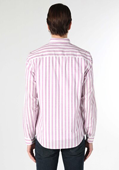 Image de Chemise À Manches Longues Violet Slim Fit   Homme