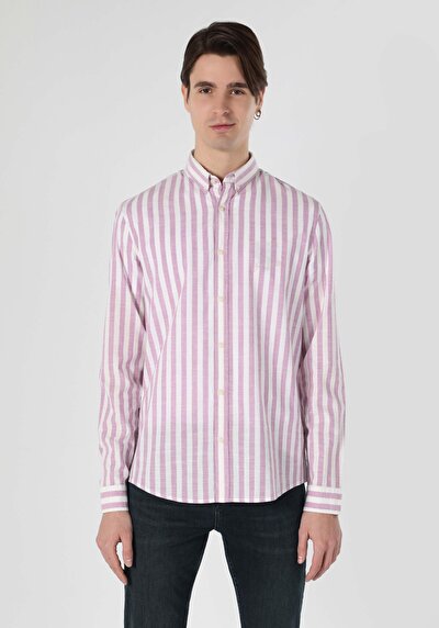 Image de Chemise À Manches Longues Violet Slim Fit   Homme