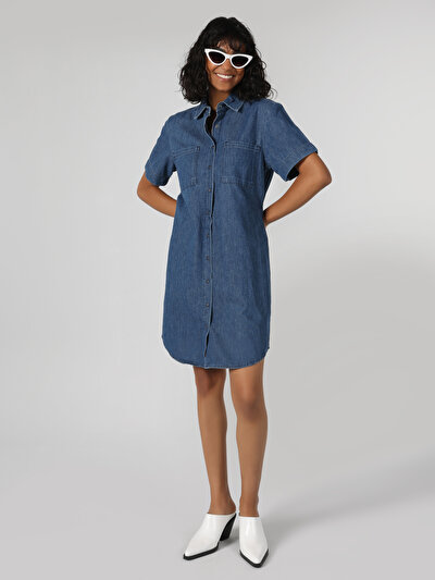 Afficher les détails de Robe Bleu Slim Fit    Femme