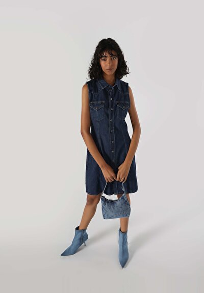 Afficher les détails de Robe Bleu Slim Fit    Femme