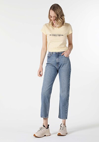 Image de T-shirt À Manches Courtes Jaune Slim Fit  Femme