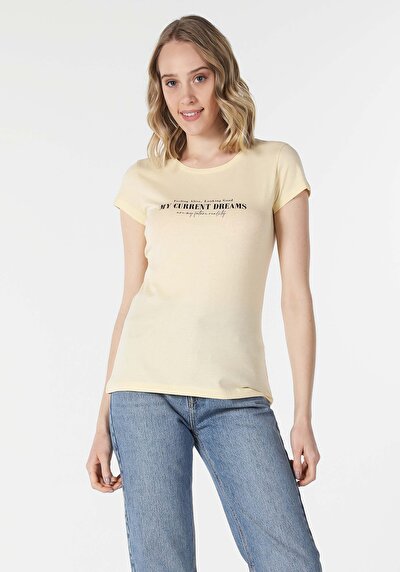 Image de T-shirt À Manches Courtes Jaune Slim Fit  Femme