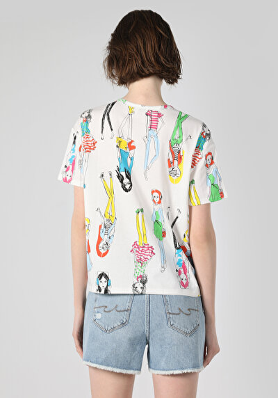 Afficher les détails de T-shirt À Manches Courtes Blanc Regular Fit  Femme