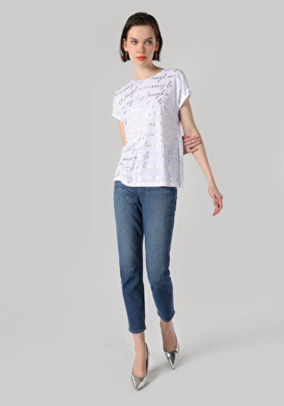 Image de T-shirt À Manches Courtes Blanc Regular Fit Femme