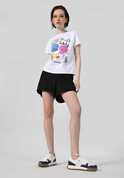 Image de T-shirt À Manches Courtes Blanc Regular Fit  Femme
