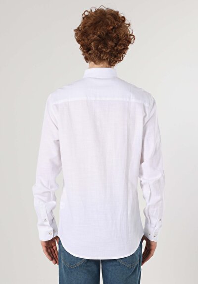 Image de Chemise À Manches Longues Blanc Slim Fit Homme