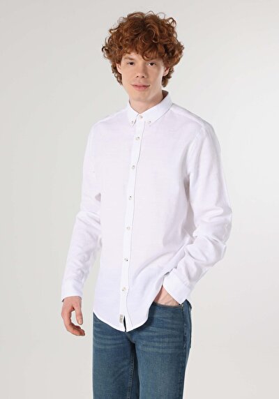 Image de Chemise À Manches Longues Blanc Slim Fit Homme