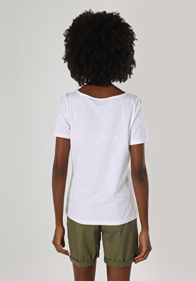 Image de T-shirt À Manches Courtes Blanc Regular Fit Femme