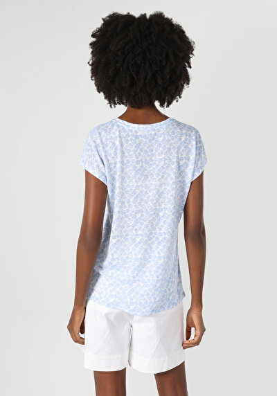 Image de T-shirt À Manches Courtes Bleu Regular Fit Femme