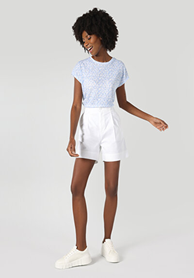 Image de T-shirt À Manches Courtes Bleu Regular Fit Femme