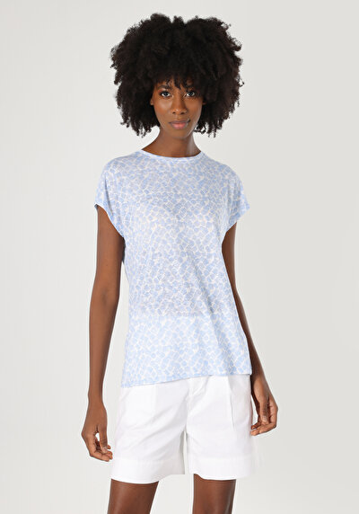 Image de T-shirt À Manches Courtes Bleu Regular Fit Femme