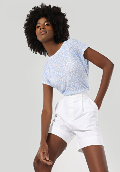 Image de T-shirt À Manches Courtes Bleu Regular Fit  Femme