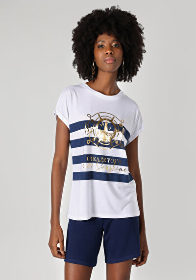 Image de T-shirt À Manches Courtes Blanc Regular Fit  Femme
