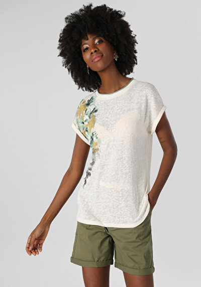 Image de T-shirt À Manches Courtes Blanc Regular Fit  Femme