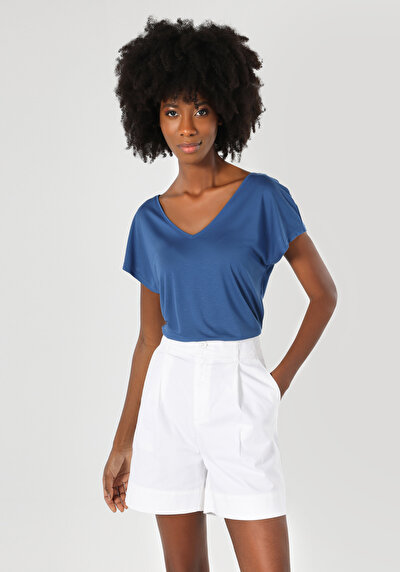 Image de T-shirt À Manches Courtes Bleu Regular Fit  Femme