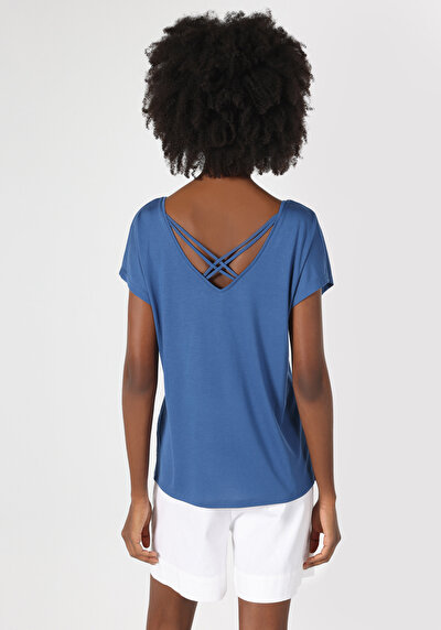 Image de T-shirt À Manches Courtes Bleu Regular Fit Femme