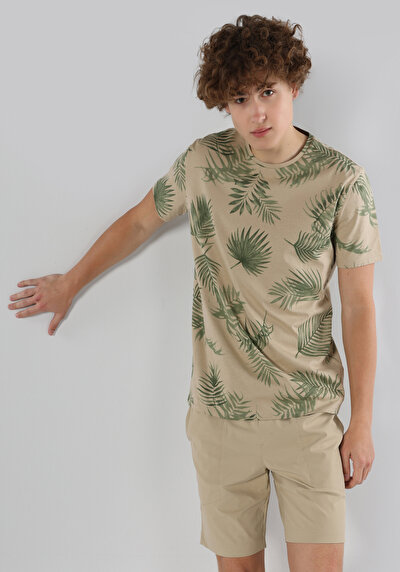 Image de T-shirt À Manches Courtes Beige Regular Fit Homme
