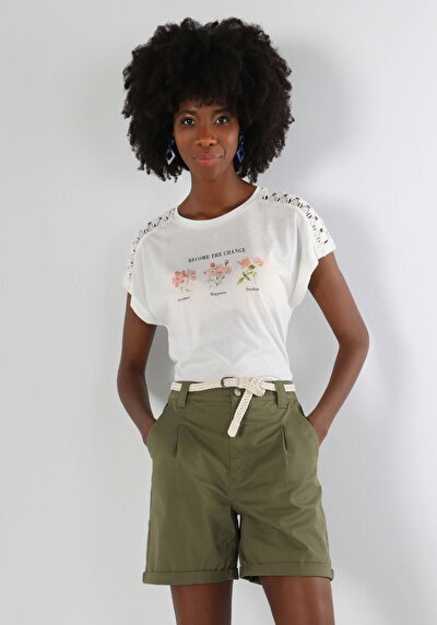 Afficher les détails de T-shirt À Manches Courtes Blanc Regular Fit  Femme