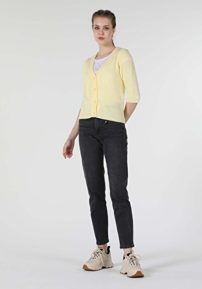 Image de Cardigan Tricot Jaune Slim Fit Femme