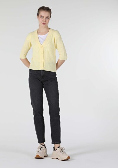 Image de Cardigan Tricot Jaune Slim Fit Femme