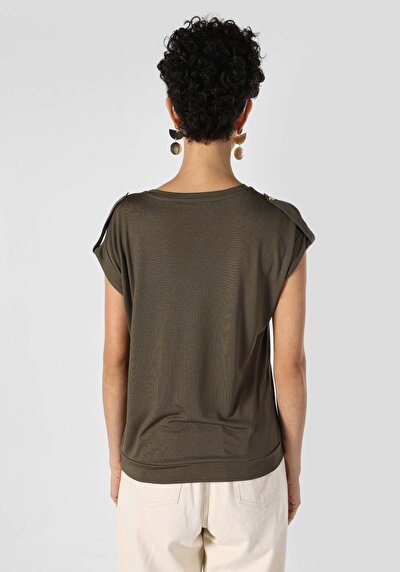 Image de T-shirt À Manches Courtes Kaki Regular Fit Femme