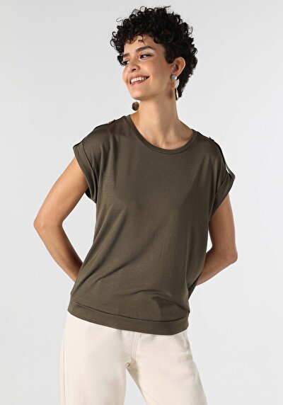 Image de T-shirt À Manches Courtes Kaki Regular Fit  Femme