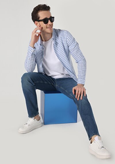 Image de Chemise À Manches Longues Bleu Regular Fit   Homme