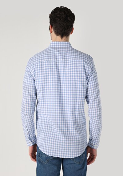 Image de Chemise À Manches Longues Bleu Regular Fit Homme