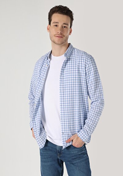 Image de Chemise À Manches Longues Bleu Regular Fit   Homme