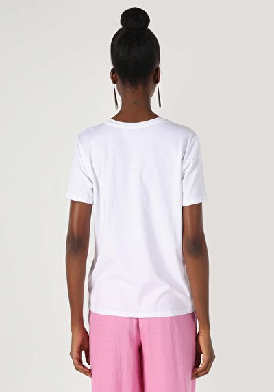 Image de T-shirt À Manches Courtes Blanc Regular Fit  Femme