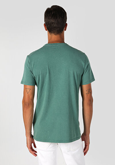 Image de T-shirt À Manches Courtes Vert Regular Fit Imprimé Homme