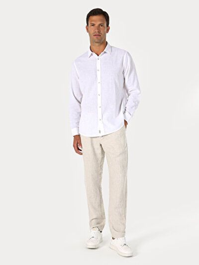 Afficher les détails de Chemise À Manches Longues Blanc Comfort Fit   Homme