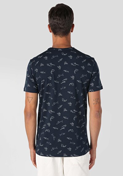 Image de T-shirt À Manches Courtes Marine Regular Fit Imprimé Homme