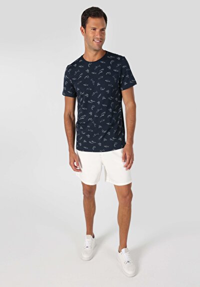 Image de T-shirt À Manches Courtes Marine Regular Fit Imprimé Homme