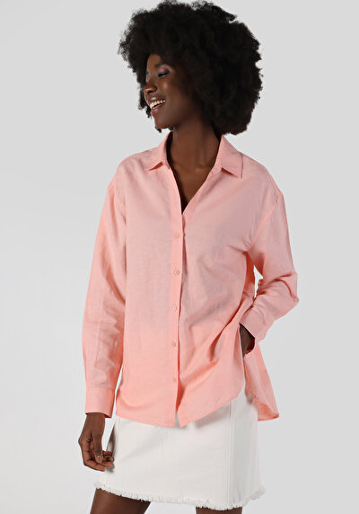 Image de Chemise À Manches Longues Saumon Regular Fit Femme