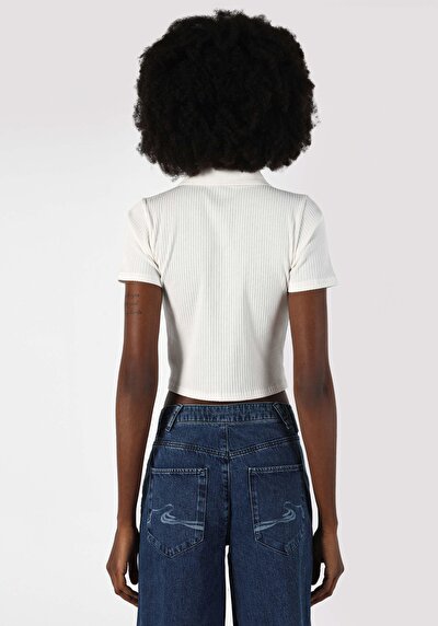 Afficher les détails de T-shirt À Manches Courtes Blanc Slim Fit  Femme